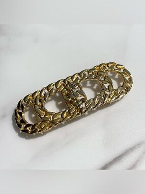 Vintage Gay Boyer Gold Tone Chain 2 Piece Interlocking Belt Buckle New
